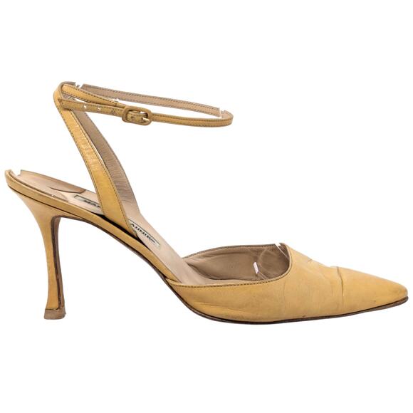 Manolo Blahnik Vintage Tan Slingback Heels Size 39.5 US 9.5 - Picture 9 of 11